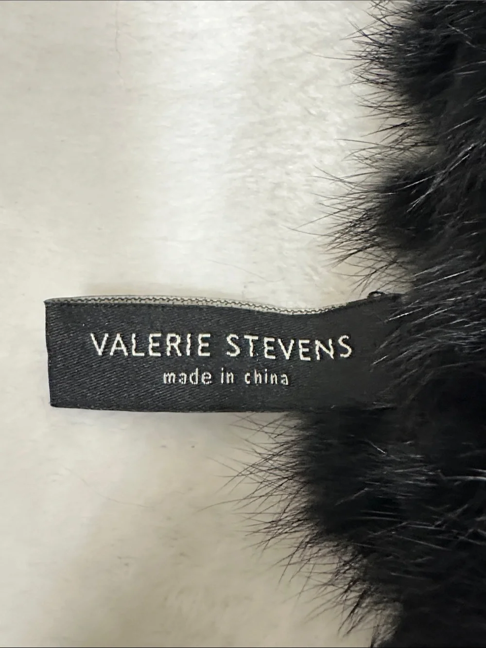 Valerie Stevens Plush Black Rabbit Fur Fringe Scarf!